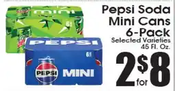 Supremo Foods Inc Pepsi Soda Mini Cans offer