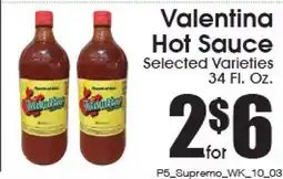 Supremo Foods Inc Valentina Hot Sauce offer