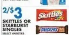 Associated Skittles or starburst singles offer