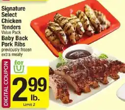 Star Market Signature Select Chicken Tenders, Baby Back Pork Ribs offer
