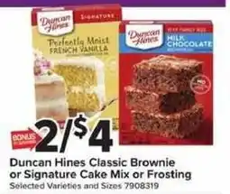 Giant Food Duncan Hines Classic Brownie or Signature Cake Mix or Frosting offer