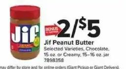 Giant Food Jif Peanut Butter offer