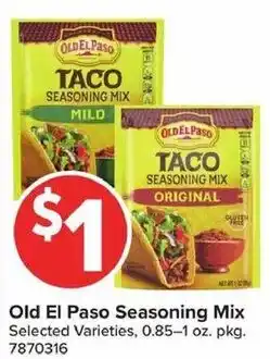 Giant Food Old El Paso Seasoning Mix offer