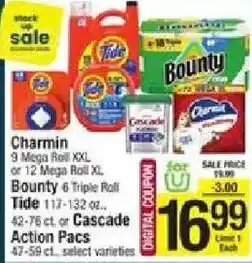 Star Market Charmin Bounty Tide or Cascade Action Pacs offer