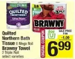 Star Market Quilted Northern Bath Tissue Brawny Towel offer