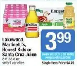 Star Market Lakewood, Martinelli's, Honest Kids or Santa Cruz Juice offer