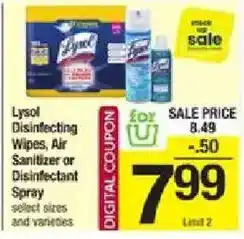 Star Market Lysol Disinfecting Wipes, Air Sanitizer or Disinfectant Spray offer