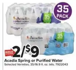 Giant Food Acadia Spring or Purified Water offer