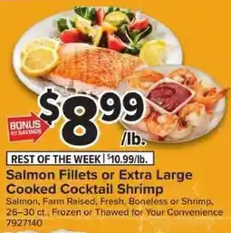 Giant Food Salmon Fillets or Extra Large Cooked Cocktail Shrimp offer