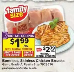 Giant Food Family Size Boneless, Skinless Chicken Breasts offer