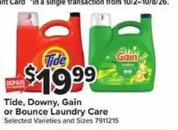 Giant Food Tide, Downy, Gain or Bounce Laundry Care offer