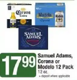 Shaw's Samuel Adams, Corona or Modelo 12 Pack offer
