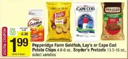 Shaw's Pepperidge Farm Goldfish, Lay's or Cape Cod Potato Chips, Snyder's Pretzels offer