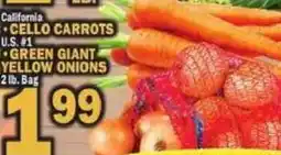 C Town Cello carrots and green giant yellow onions offer