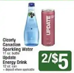 Shaw's Clearly Canadian Sparkling Water, Update Energy Drink offer