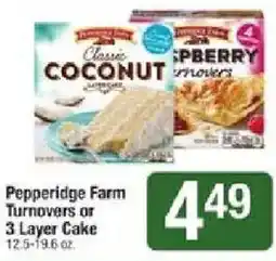Shaw's Pepperidge Farm Turnovers or 3 Layer Cake offer