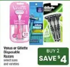 Shaw's Venus or Gillette Disposable Razors offer