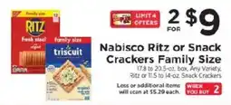 ShopRite Nabisco Ritz or Snack Crackers Family Size offer