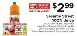 ShopRite Sesame Street 100% Juice offer