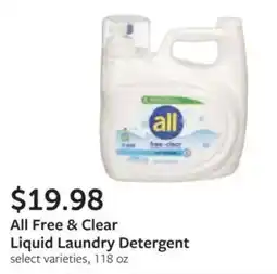 Fareway All Free & Clear Liquid Laundry Detergent offer