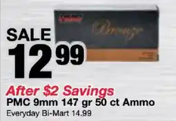 Bi-Mart Pmc 9mm 147 gr ammo offer