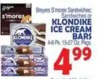 Bravo Supermarkets Breyers s'mores sandwiches or klondike ice cream bars offer