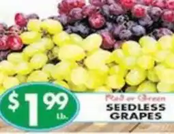 Associated Red or green seedless grapes offer