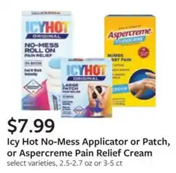 Fareway Icy Hot No-Mess Applicator or Patch, or Aspercreme Pain Relief Cream offer