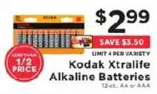 ShopRite Kodak Xtralife Alkaline Batteries offer