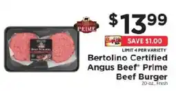 ShopRite Bertolino Certified Angus Beef Prime Beef Burger offer
