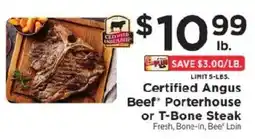 ShopRite Certified Angus Beef Porterhouse or T-Bone Steak offer