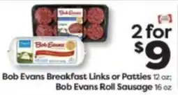 Weis Markets Bob Evans Breakfast Links or Patties offer