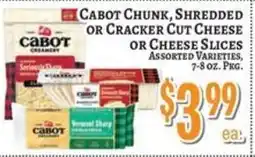 Trade Fair Supermarket Cabot chunk, shredded or cracker cut cheese or cheese slices offer