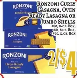 Trade Fair Supermarket Ronzi oven-ready lasagna or jumbo shells offer