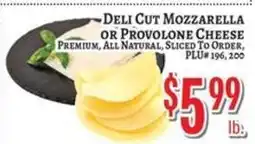 Trade Fair Supermarket Deli Cut Mozzarella or Provolone Cheese offer