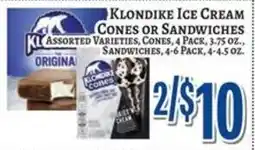 Trade Fair Supermarket Klondike ice cream cones or sandwiches offer