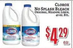 Trade Fair Supermarket Clorox no splash bleach original, meadow, linen offer
