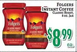 Trade Fair Supermarket Folgers instant coffee classic roast offer