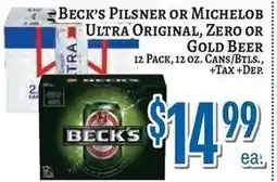 Trade Fair Supermarket Beck's Pilsner or Michelob Ultra Original, Zero or Gold Beer offer