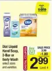 Shaw's Dial Liquid Hand Soap, 3-Bar or Body Wash offer
