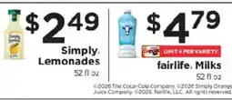 ShopRite Simply Lemonades offer
