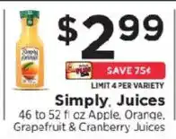 ShopRite Simply Juices offer