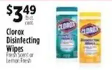 Pioneer Supermarkets Clorox disinfecting wipes offer