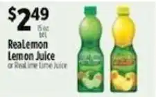 Pioneer Supermarkets RealLemon Lemon Juice or Realtime Lime Juice offer