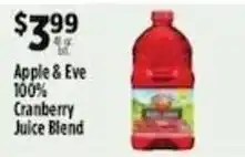 Pioneer Supermarkets Apple & Eve cranberry juice blend offer