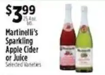 Pioneer Supermarkets Martinelli's Sparkling Apple Cider or Juice offer
