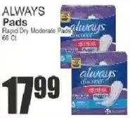 Food Universe Always Pads Rapid Dry Moderate Pads offer