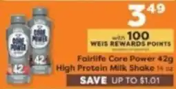 Weis Markets Fairlife Core Power 42g High Protein Milk Shake offer