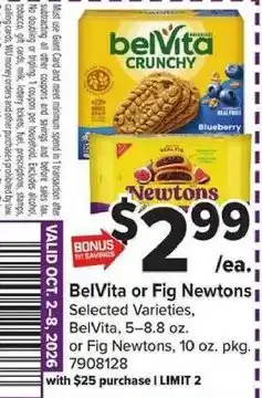 Giant Food BelVita or Fig Newtons offer