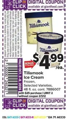 Tillamook ice cream